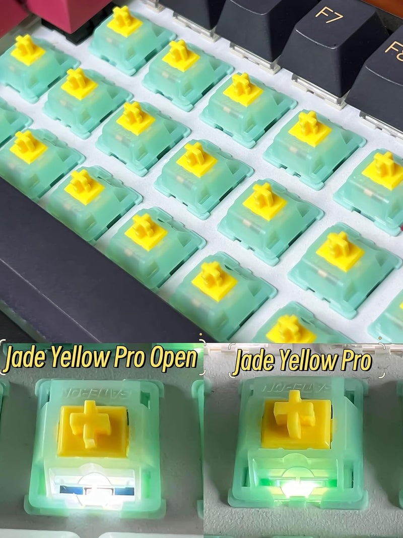 GUYEKS Gateron Jade Yellow Pro Open V3 Linear Keyboard Switch,5-Pin 55gf Pre-lubed Gaming Keyboard Switch Compatible with MX Mechanical Keyboard(36PCS,Jade Yellow Pro) - Image 4